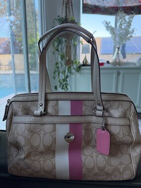 COACH STRIPE BEIGE PURSE